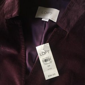 Loft Tailored Maroon Velvet Jacket Size 0 petite